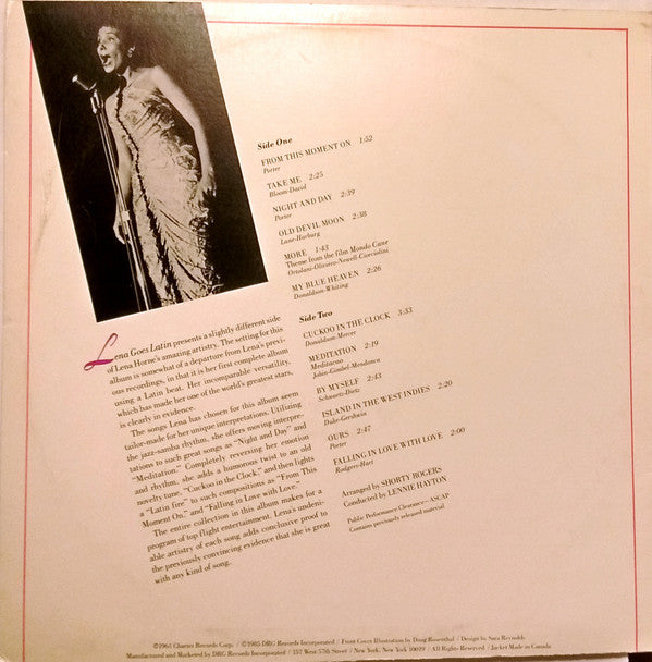Lena Horne : Lena Goes Latin (LP, Album)