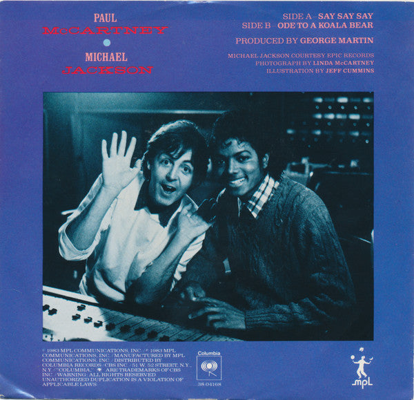 Paul McCartney And Michael Jackson : Say Say Say (7", Single, Styrene, Pit)