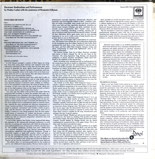 Walter Carlos : Switched-On Bach (LP, Album, RE, Ter)