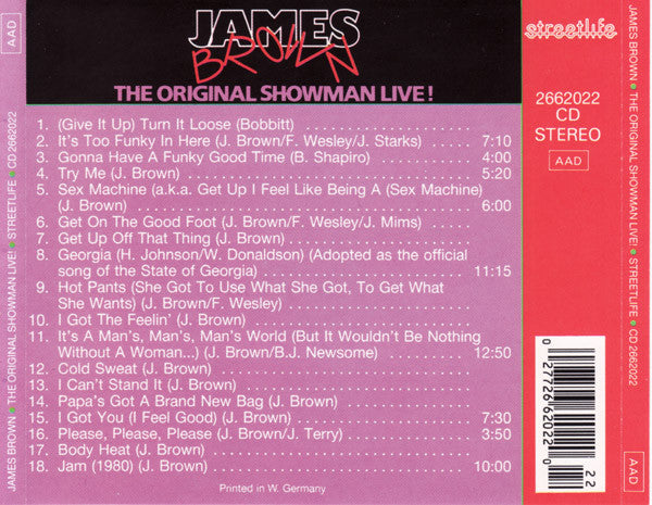 James Brown : The Original Showman Live! (CD, Album)