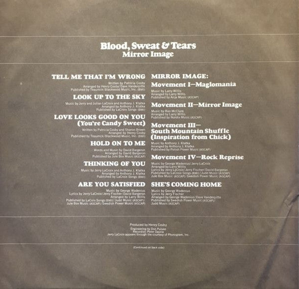 Blood, Sweat & Tears* : Mirror Image (LP, Album)