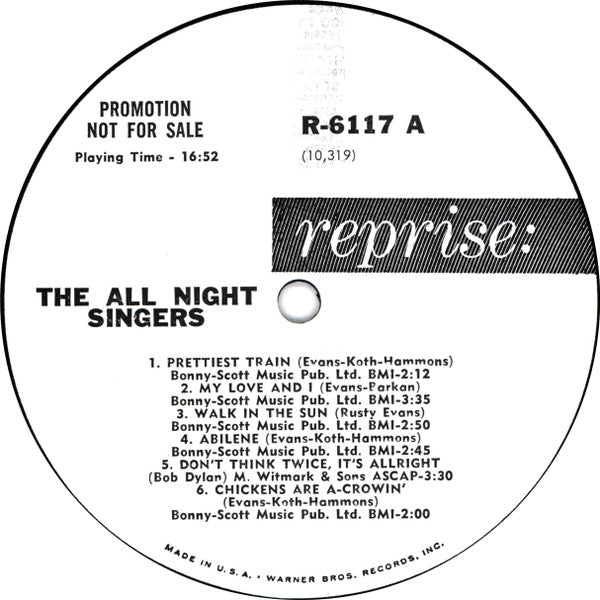 The All-Night Singers : The All Night Singers (LP, Album, Mono)