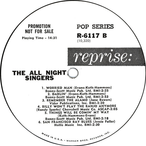 The All-Night Singers : The All Night Singers (LP, Album, Mono)