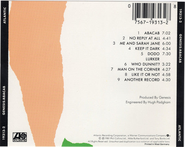 Genesis : Abacab (CD, Album, RE, Tar)