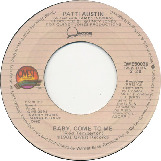 Patti Austin : Baby, Come To Me (7", Single, Jac)