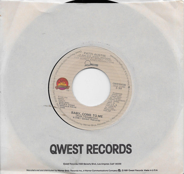 Patti Austin : Baby, Come To Me (7", Single, Jac)