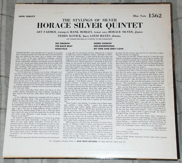 The Horace Silver Quintet : The Stylings Of Silver (LP, Album, Mono)