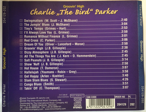 Charlie "The Bird" Parker* : Groovin' High (CD, Comp)