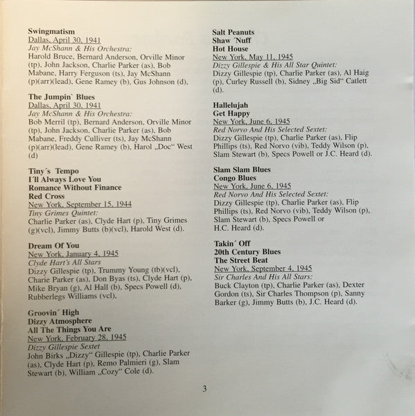 Charlie "The Bird" Parker* : Groovin' High (CD, Comp)