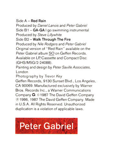 Peter Gabriel : Red Rain (12", Maxi, All)