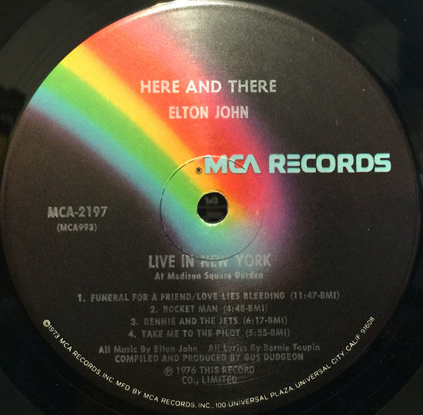 Elton John : Here And There (LP, Album, Pin)