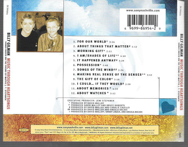 Billy Gilman : Music Through Heartsongs (Songs Based On The Poems Of Mattie J.T. Stepanek) (HDCD, Album)