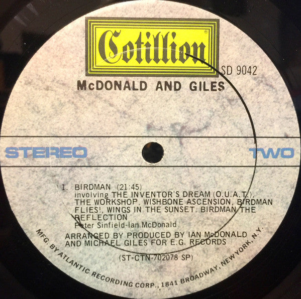 McDonald And Giles* : McDonald And Giles (LP, Album, Spe)