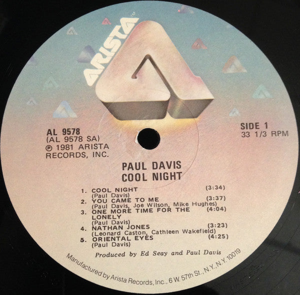 Paul Davis (3) : Cool Night (LP, Album, EMW)