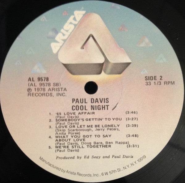 Paul Davis (3) : Cool Night (LP, Album, EMW)