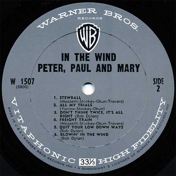 Peter, Paul And Mary* : In The Wind (LP, Album, Mono)