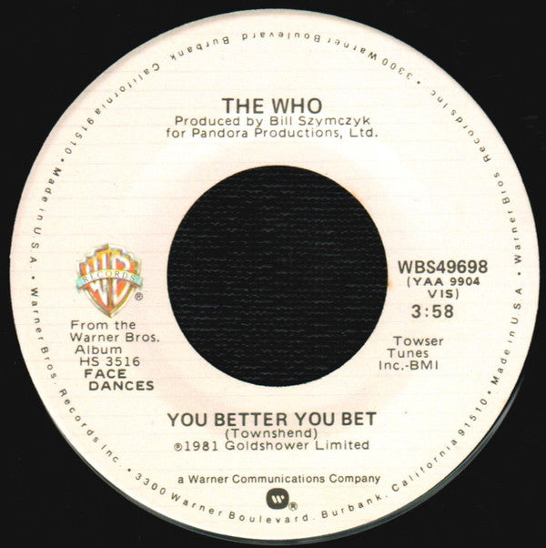 The Who : You Better You Bet (7", Single, Spe)