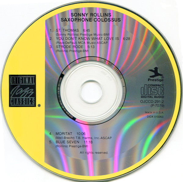 Sonny Rollins : Saxophone Colossus (CD, Album, RE, RM)