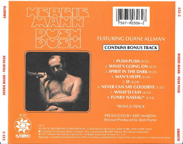 Herbie Mann : Push Push (CD, Album, RE, Bon)