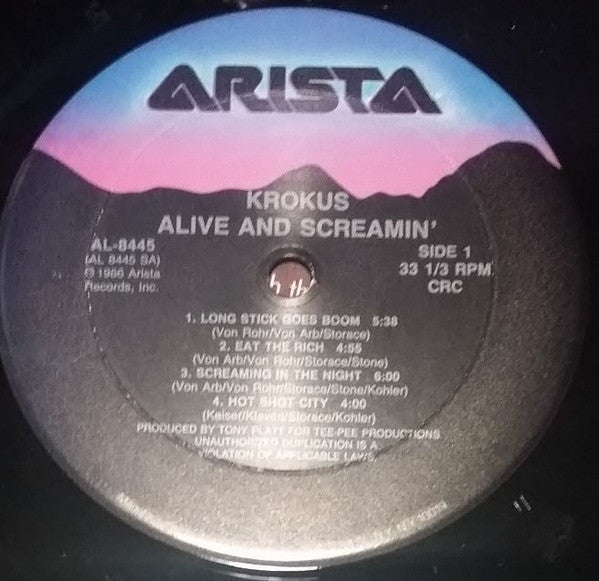 Krokus : Alive And Screamin' (LP, Album, Club)