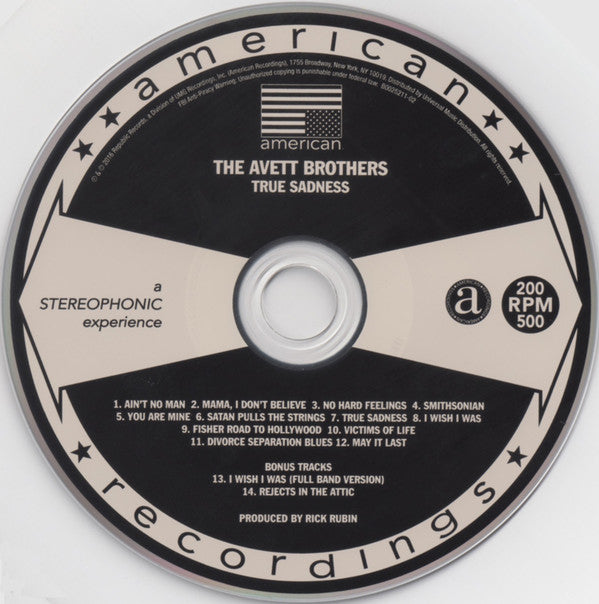 The Avett Brothers : True Sadness (CD, Album, Tar)