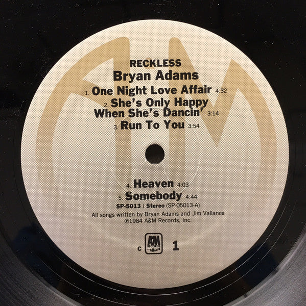 Bryan Adams : Reckless (LP, Album, Mon)