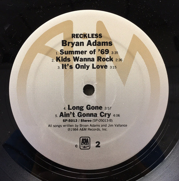 Bryan Adams : Reckless (LP, Album, Mon)