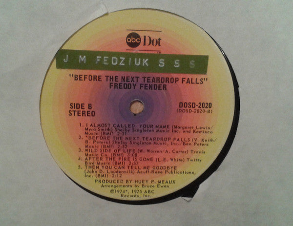 Freddy Fender (2) : Before The Next Teardrop Falls (LP, Album, Ter)