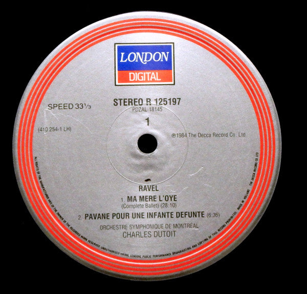 Ravel*, Orchestre Symphonique De Montréal, Charles Dutoit : Ma Mère l'Oye / Pavane Pour Une Infante Défunte / Le Tombeau De Couperin / Valses Nobles Et Sentimentales (LP, Club, RCA)