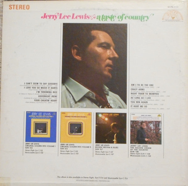 Jerry Lee Lewis : A Taste Of Country (LP, Album)