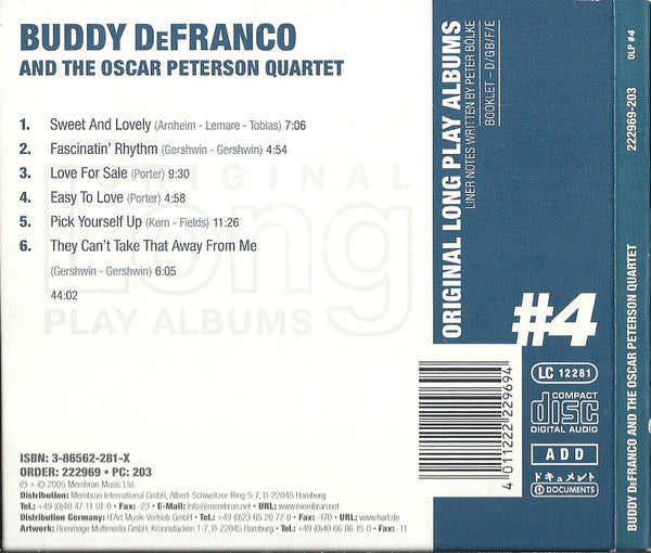 Buddy De Franco* And The Oscar Peterson Quartet : Buddy De Franco And The Oscar Peterson Quartet (CD, Album, Mono, RE, RM)