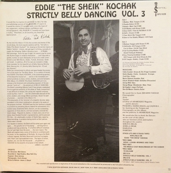 Eddie "The Sheik" Kochak* : Strictly Belly Dancing Vol. 3 (LP)