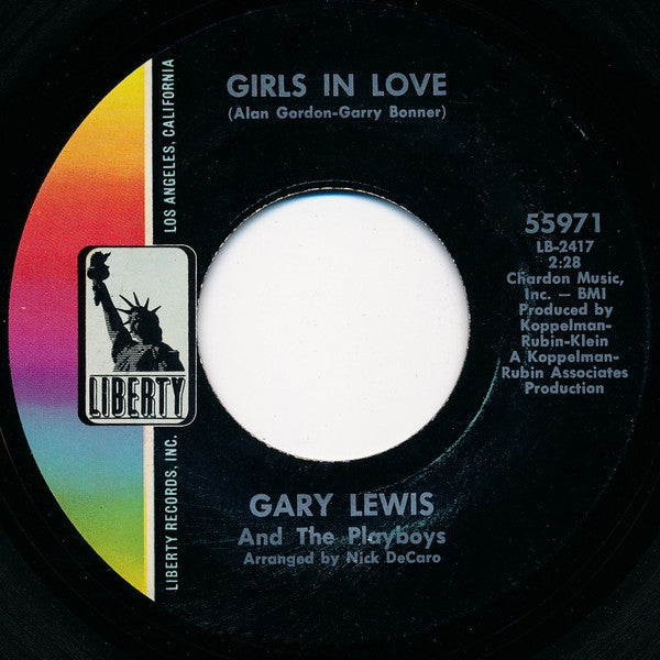 Gary Lewis And The Playboys* : Girls In Love / Let's Be More Than Friends (7", Single)