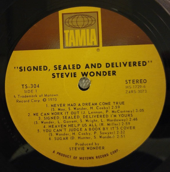Stevie Wonder : Signed Sealed & Delivered (LP, Album, Ind)