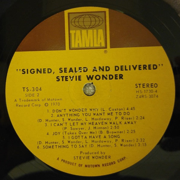 Stevie Wonder : Signed Sealed & Delivered (LP, Album, Ind)