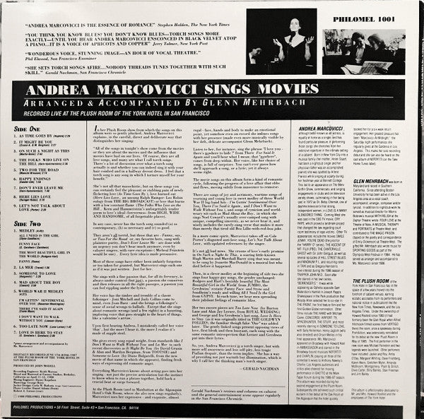 Andrea Marcovicci : Andrea Marcovicci Sings Movies (LP, Album)