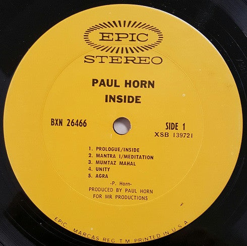 Paul Horn : Inside (LP, Album, Ter)