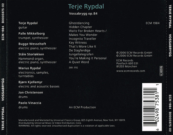 Terje Rypdal : Vossabrygg (CD, Album)