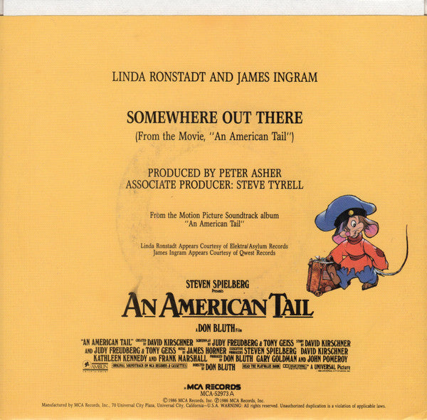 Linda Ronstadt And James Ingram : Somewhere Out There (7", Single, Spe)