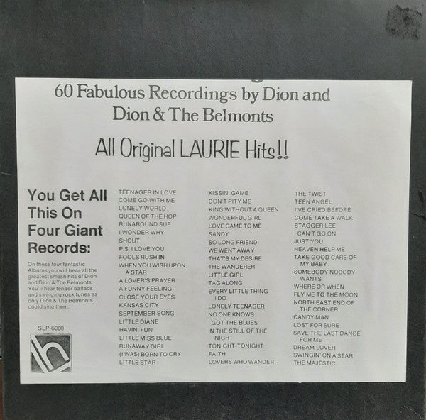 Dion (3) & Dion & The Belmonts : A Teenager In Love (4xLP, Comp, RE + Box, Comp)