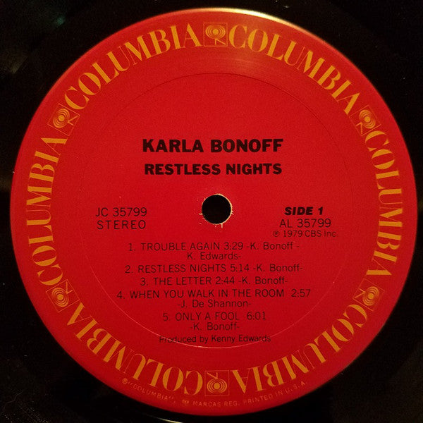 Karla Bonoff : Restless Nights (LP, Album, San)