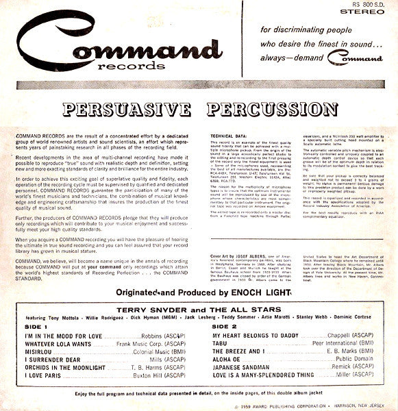 Terry Snyder And The All Stars : Persuasive Percussion (LP, Album, RE, Gat)