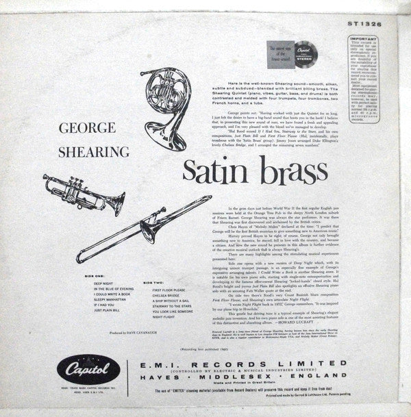 The George Shearing Quintet With Brass Choir* : Satin Brass (LP, Album)