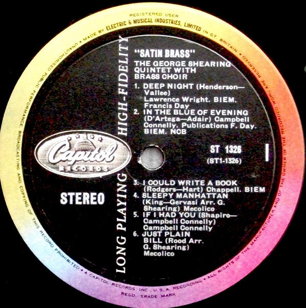 The George Shearing Quintet With Brass Choir* : Satin Brass (LP, Album)