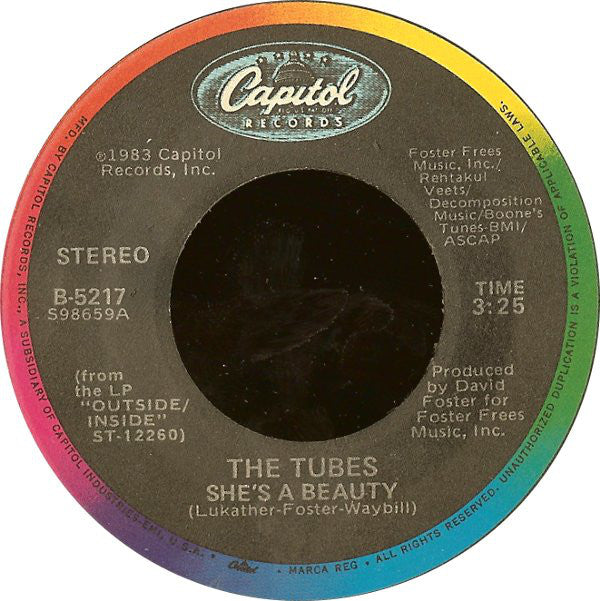 The Tubes : She's A Beauty (7", Single, Win)