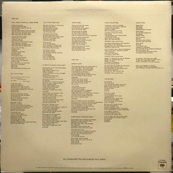 Paul Simon : Still Crazy After All These Years (LP, Album)