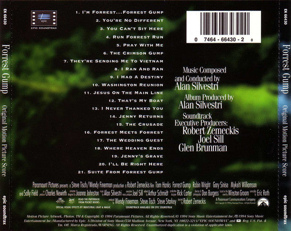 Alan Silvestri : Forrest Gump (Original Motion Picture Score) (CD, Album, RP)