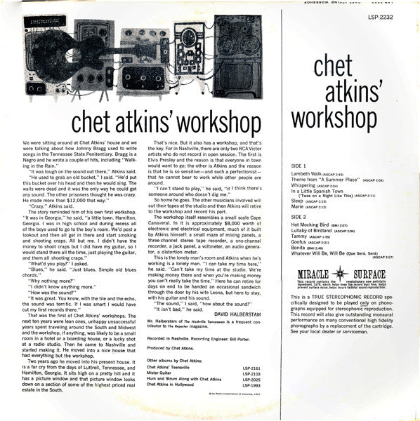Chet Atkins : Chet Atkins' Workshop (LP, Album, Ind)