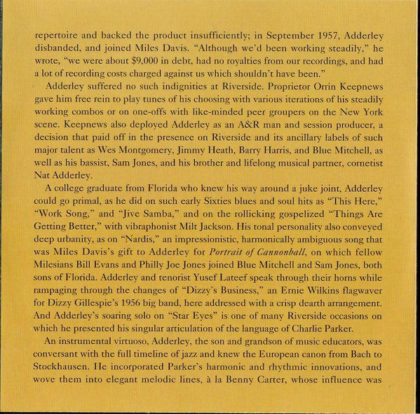 Cannonball Adderley, Various : Riverside Profiles: Cannonball Adderley (2xCD, Comp, RM)