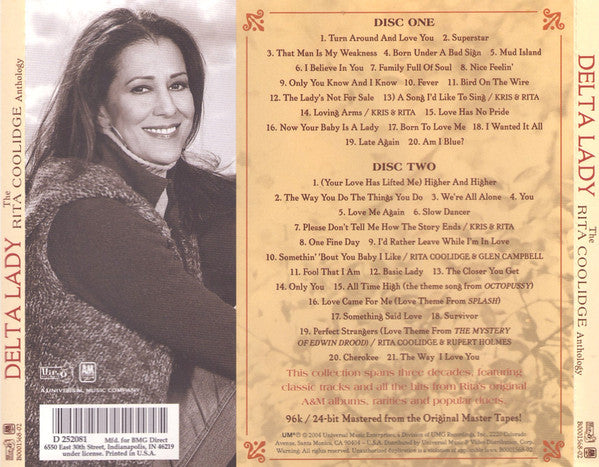 Rita Coolidge : Delta Lady: The Rita Coolidge Anthology (2xCD, Album, Comp, Club)